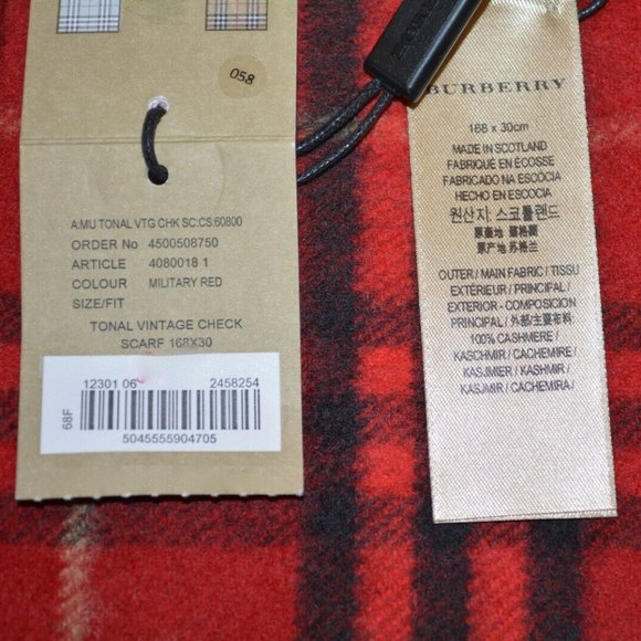 NWT BURBERRY TONAL VINTAGE CHECK CASHMERE SCARF - Picture 3 of 3